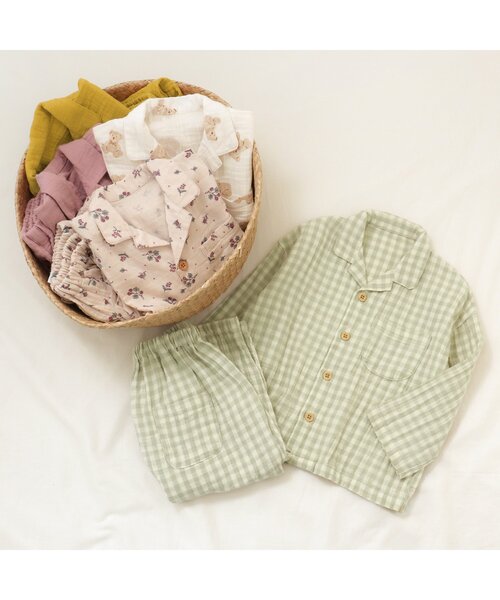 apres les cours（アプレレクール）の「ダブルガーゼ パジャマ（ルームウェア/パジャマ・キッズ・アイボリー/ローズ/その他3/ミント/イエロー・80/90/100/110/120/130）」の10枚目の写真