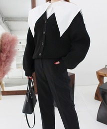 カラーニットカーディガン