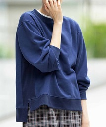 リブ イン コンフォート リブ遣いがポイント!やわらか裏起毛の大人バイカラースウェットプルオーバー