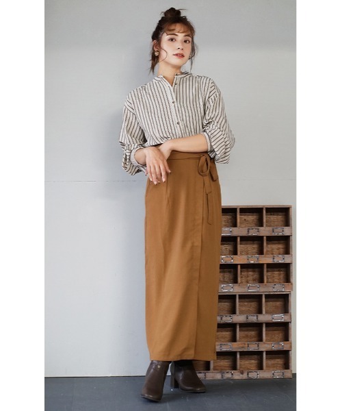 e-zakkamania stores（イーザッカマニアストアーズ）の「ランダムストライプ ブザムシャツ（シャツ/ブラウス・レディース・パープル/モカ・M）」の7枚目の写真