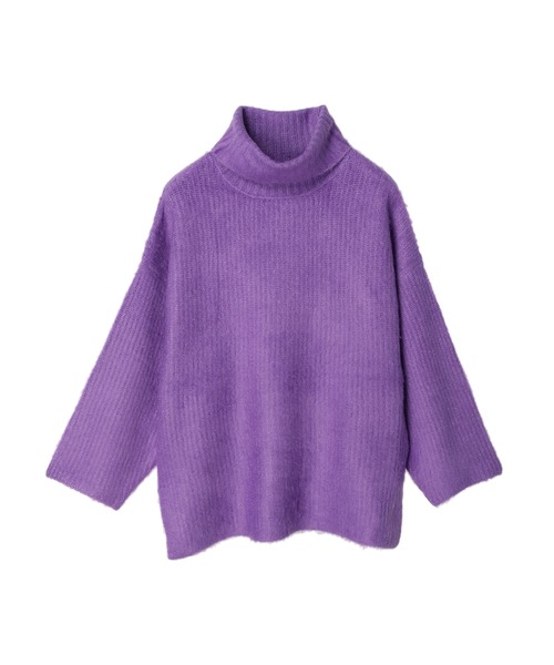 DURAS（デュラス）の「モヘア風オフタートルチュニック（ニット/セーター・レディース・アイボリー/ブラック/パープル・FREE）」の3枚目の写真