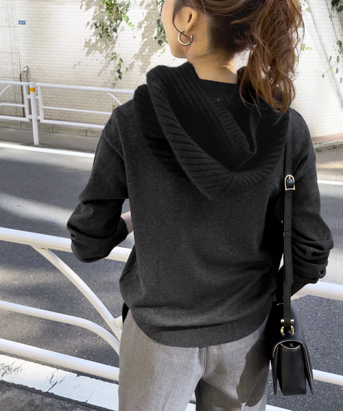 Spick & Span（スピックアンドスパン）の「【RITTO /リット】 フードスヌード（ネックウォーマー/スヌード・レディース・チャコールグレー/ブラック・FREE）」の8枚目の写真
