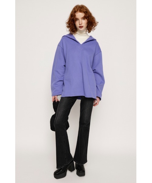 SLY(スライ)の「SW HOODIE TUNIC スウェット フ―ディー チュニック パーカー トレーナー(スウェット・レディース・ブラック/アイボリー/パープル・FREE)」の17枚目の写真