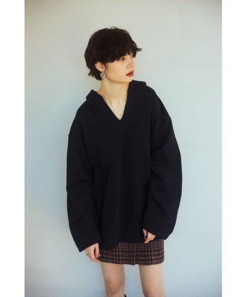 SLY(スライ)の「SW HOODIE TUNIC スウェット フ―ディー チュニック パーカー トレーナー(スウェット・レディース・ブラック/アイボリー/パープル・FREE)」の15枚目の写真