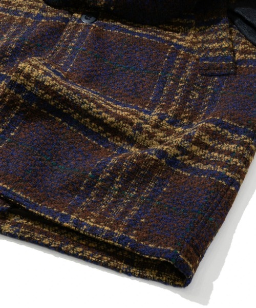 CUBE SUGAR(キューブシュガー)の「CUBE SUGAR/キューブシュガー チェック×ヘリンボーン チェスターCO(チェスターコート・レディース・ネイビー・FREE)」の4枚目の写真