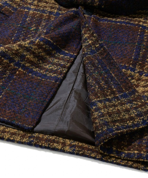 CUBE SUGAR(キューブシュガー)の「CUBE SUGAR/キューブシュガー チェック×ヘリンボーン チェスターCO(チェスターコート・レディース・ネイビー・FREE)」の7枚目の写真