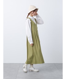 ehka sopo | Vネックベルト付ジャンスカ(ジャンパースカート)