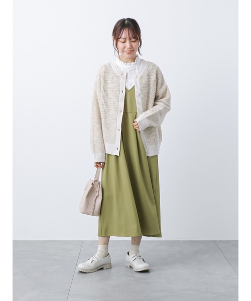 ehka sopo（エヘカソポ）の「Vネックベルト付ジャンスカ（ジャンパースカート・レディース・ベージュ/グリーン/ブラック・ﾌﾘ-）」の19枚目の写真