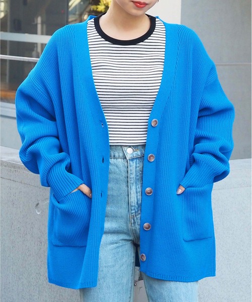 tiptop(ティップトップ)の「畦編みVネックBIGカーディガン(カーディガン/ボレロ・レディース・グリーン系その他/グリーン/アイボリー/ブルー/ダークグレー/レッド・FREE)」の17枚目の写真