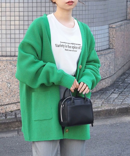 tiptop(ティップトップ)の「畦編みVネックBIGカーディガン(カーディガン/ボレロ・レディース・グリーン系その他/グリーン/アイボリー/ブルー/ダークグレー/レッド・FREE)」の14枚目の写真