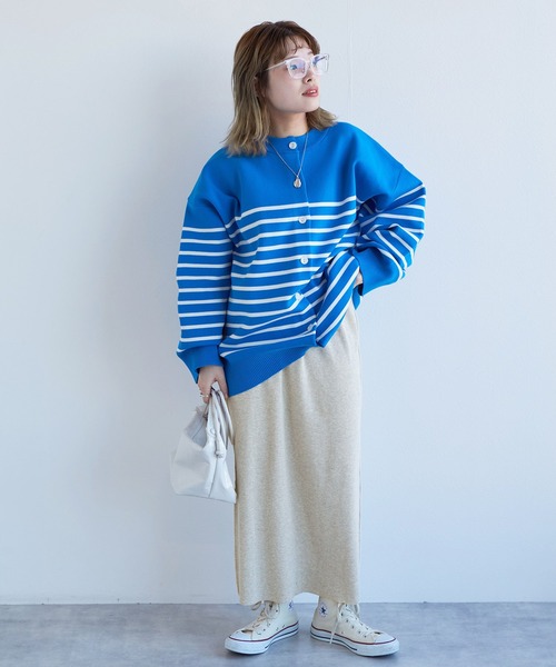 w closet（ダブルクローゼット）の「リブロングスカート（スカート・レディース・グリーン/ピンク/オートミール/スミクロ・FREE）」の11枚目の写真