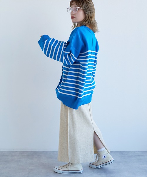 w closet（ダブルクローゼット）の「リブロングスカート（スカート・レディース・グリーン/ピンク/オートミール/スミクロ・FREE）」の12枚目の写真