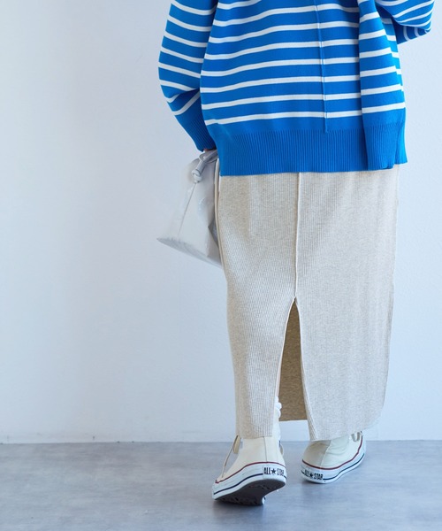 w closet（ダブルクローゼット）の「リブロングスカート（スカート・レディース・グリーン/ピンク/オートミール/スミクロ・FREE）」の18枚目の写真