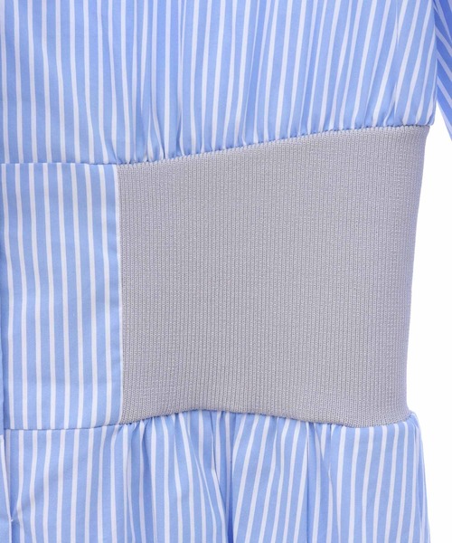 31 Sons de mode（トランテアン　ソン　ドゥ　モード）の「リブ切替ストライプシャツワンピース（シャツワンピース・レディース・サックスブルー/ラベンダー・36/38）」の6枚目の写真