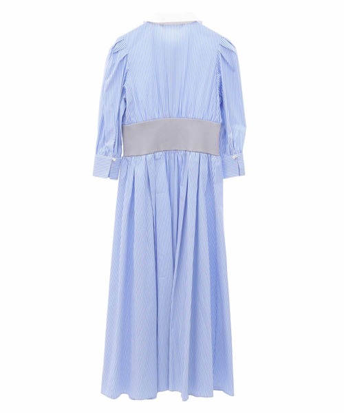 31 Sons de mode（トランテアン　ソン　ドゥ　モード）の「リブ切替ストライプシャツワンピース（シャツワンピース・レディース・サックスブルー/ラベンダー・36/38）」の8枚目の写真