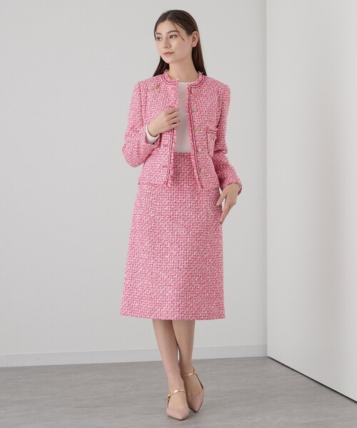 ANAYI（アナイ）の「【セットアップ対応商品】トーンミックスツイード スカート（スカート・レディース・ネイビー/レッド・38/36/34）」の4枚目の写真