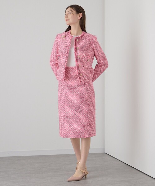 ANAYI（アナイ）の「【セットアップ対応商品】トーンミックスツイード スカート（スカート・レディース・ネイビー/レッド・38/36/34）」の3枚目の写真