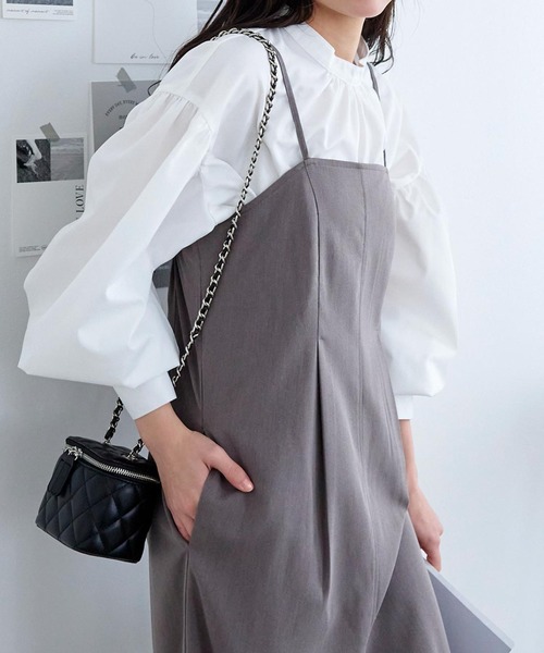 KOBE LETTUCE（コウベレタス）の「イージーケアボリュームスリーブバンドカラーブラウス（シャツ/ブラウス・レディース・レモンイエロー/ブラック/オフホワイト・FREE）」の2枚目の写真