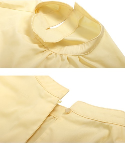 KOBE LETTUCE（コウベレタス）の「イージーケアボリュームスリーブバンドカラーブラウス（シャツ/ブラウス・レディース・レモンイエロー/ブラック/オフホワイト・FREE）」の10枚目の写真