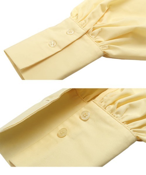 KOBE LETTUCE（コウベレタス）の「イージーケアボリュームスリーブバンドカラーブラウス（シャツ/ブラウス・レディース・レモンイエロー/ブラック/オフホワイト・FREE）」の11枚目の写真