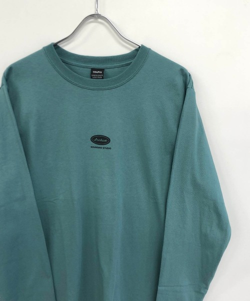 TRAP/U (トラップユー)の「ワンポイント&バックメッセージプリント / クルーネック ロングT(Tシャツ/カットソー・メンズ・ホワイト/ブラック/ライトグリーン・L/M)」の3枚目の写真
