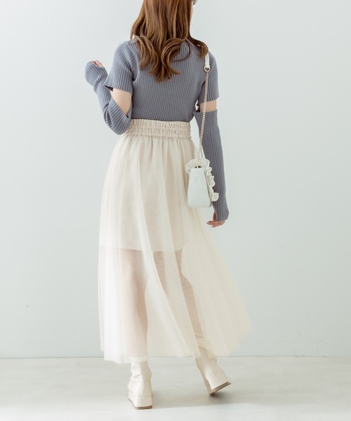 OLIVE des OLIVE（オリーブデオリーブ）の「マルチwayチュール×ミニスカート（スカート・レディース・オフホワイト/ブラック・FREE）」の5枚目の写真