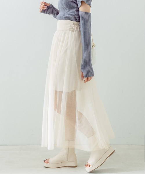 alice auaa裾チュールタイトミニスカート OLIVE des OLIVE（オリーブデオリーブ）の「マルチwayチュール×ミニ