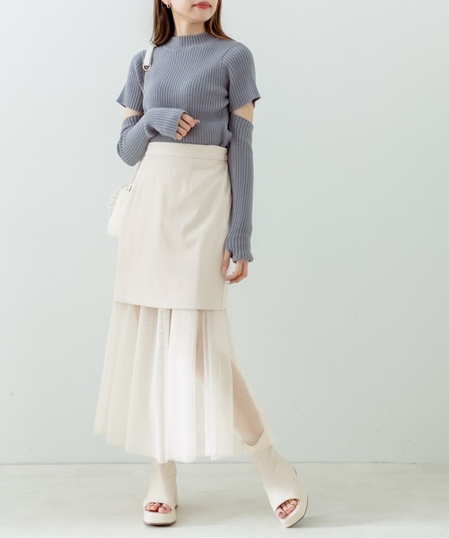 OLIVE des OLIVE（オリーブデオリーブ）の「マルチwayチュール×ミニスカート（スカート・レディース・オフホワイト/ブラック・FREE）」の9枚目の写真