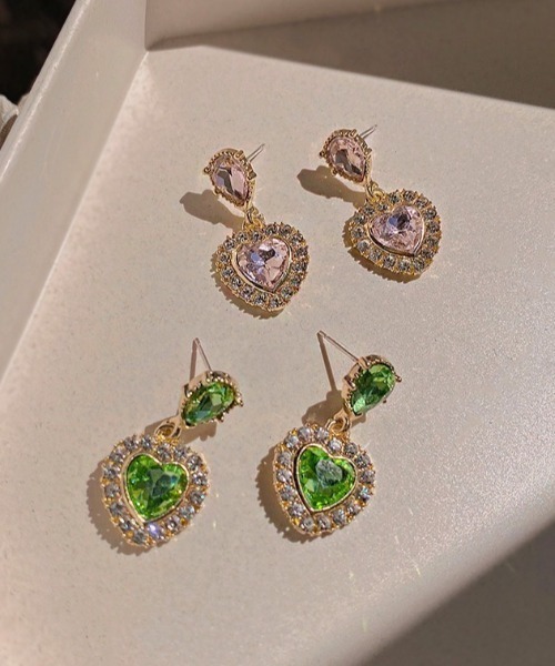 LAC-VERT(ラック・ヴェール)の「BlingBlingハートピアス(ピアス(両耳用)・レディース・ピンク/グリーン・FREE)」の8枚目の写真