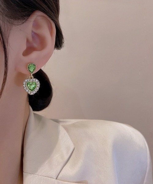 LAC-VERT(ラック・ヴェール)の「BlingBlingハートピアス(ピアス(両耳用)・レディース・ピンク/グリーン・FREE)」の4枚目の写真