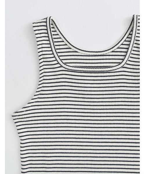 Re:EDIT（リエディ）の「スクエアネックフライスリブボーダータンクトップ（タンクトップ・レディース・ホワイト×ブラック/ブラック×ホワイト・MEDIUM/LARGE）」の3枚目の写真