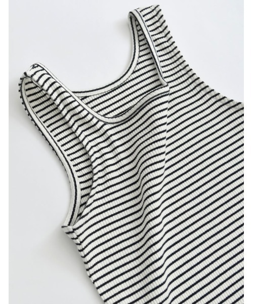 Re:EDIT（リエディ）の「スクエアネックフライスリブボーダータンクトップ（タンクトップ・レディース・ホワイト×ブラック/ブラック×ホワイト・MEDIUM/LARGE）」の4枚目の写真