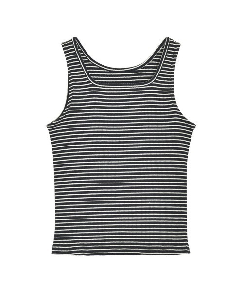 Re:EDIT（リエディ）の「スクエアネックフライスリブボーダータンクトップ（タンクトップ・レディース・ホワイト×ブラック/ブラック×ホワイト・MEDIUM/LARGE）」の6枚目の写真