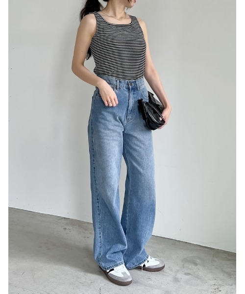 Re:EDIT（リエディ）の「スクエアネックフライスリブボーダータンクトップ（タンクトップ・レディース・ホワイト×ブラック/ブラック×ホワイト・MEDIUM/LARGE）」の14枚目の写真