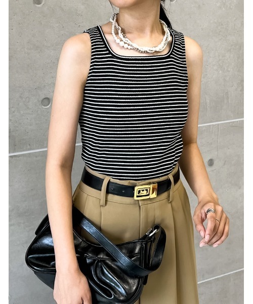 Re:EDIT（リエディ）の「スクエアネックフライスリブボーダータンクトップ（タンクトップ・レディース・ホワイト×ブラック/ブラック×ホワイト・MEDIUM/LARGE）」の22枚目の写真