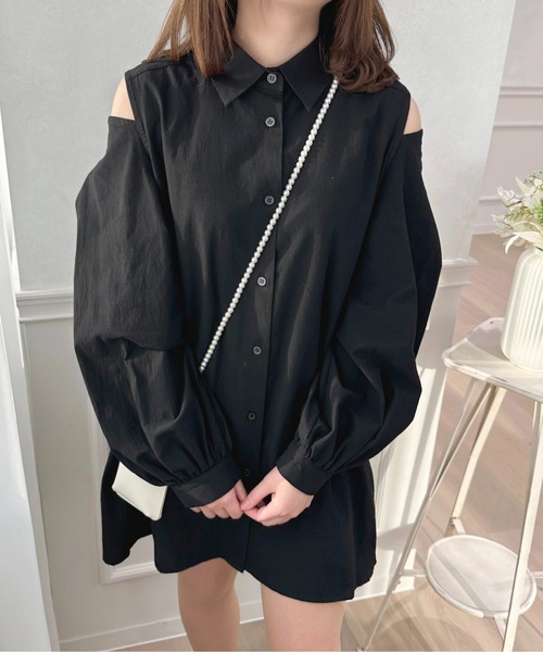 apres jour（アプレジュール）の「ロングスリーブ2Wayチュニック【ZOZOTOWN限定アイテム】（シャツワンピース・レディース・ブラック/ピンクベージュ/オフホワイト/ブラック系その他・フリー/X-LARGE）」の3枚目の写真