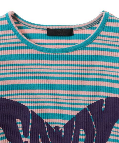 Candy Stripper（キャンディストリッパー）の「CHEER UP BORDER COMPACT Tシャツ（Tシャツ/カットソー・レディース・ライトブルー/ブラック×ホワイト/グリーン×ピンク・2）」の10枚目の写真