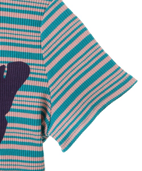 Candy Stripper（キャンディストリッパー）の「CHEER UP BORDER COMPACT Tシャツ（Tシャツ/カットソー・レディース・ライトブルー/ブラック×ホワイト/グリーン×ピンク・2）」の13枚目の写真