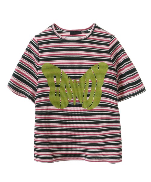 Candy Stripper（キャンディストリッパー）の「CHEER UP BORDER COMPACT Tシャツ（Tシャツ/カットソー・レディース・ライトブルー/ブラック×ホワイト/グリーン×ピンク・2）」の22枚目の写真