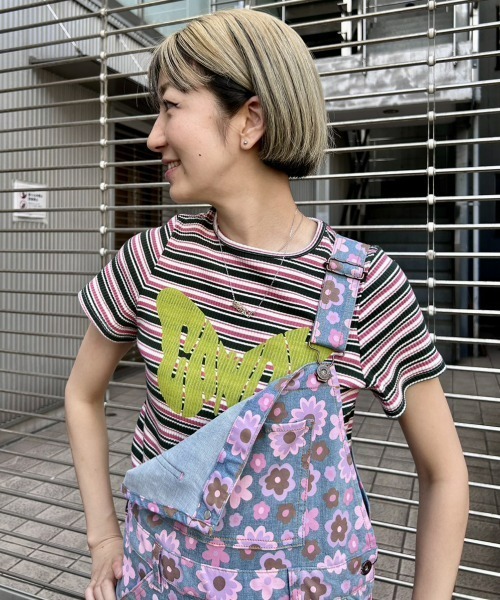 Candy Stripper（キャンディストリッパー）の「CHEER UP BORDER COMPACT Tシャツ（Tシャツ/カットソー・レディース・ライトブルー/ブラック×ホワイト/グリーン×ピンク・2）」の19枚目の写真