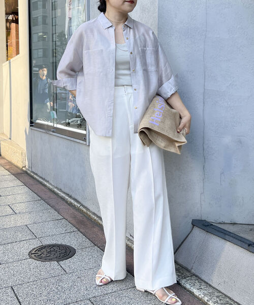 NOLLEY’S（ノーリーズ）の「シアースラブ5分袖ブラウス（シャツ/ブラウス・レディース・ネイビー/ベビーピンク/ロイヤルブルー/グレイッシュベージュ・36/38）」の5枚目の写真