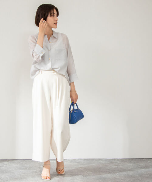 NOLLEY’S（ノーリーズ）の「シアースラブ5分袖ブラウス（シャツ/ブラウス・レディース・ネイビー/ベビーピンク/ロイヤルブルー/グレイッシュベージュ・36/38）」の7枚目の写真