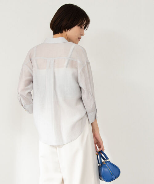 NOLLEY’S（ノーリーズ）の「シアースラブ5分袖ブラウス（シャツ/ブラウス・レディース・ネイビー/ベビーピンク/ロイヤルブルー/グレイッシュベージュ・36/38）」の12枚目の写真