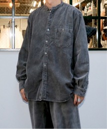 hobo/ホーボー BAND COLLAR SHIRT COTTON CORDUROY BENGALA MUD DYED バンドカラーシャツコーデュロイ