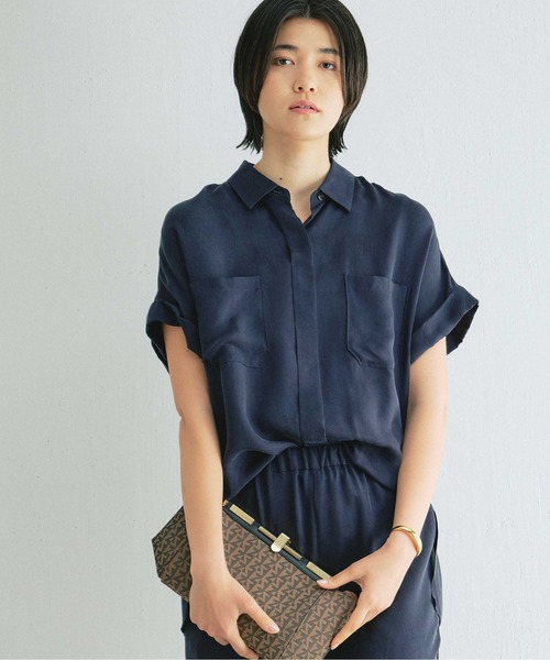 GALLARDAGALANTE(ガリャルダガランテ)の「キュプラシャツ(シャツ/ブラウス・レディース・モカ/カーキ/ネイビー・FREE)」の3枚目の写真