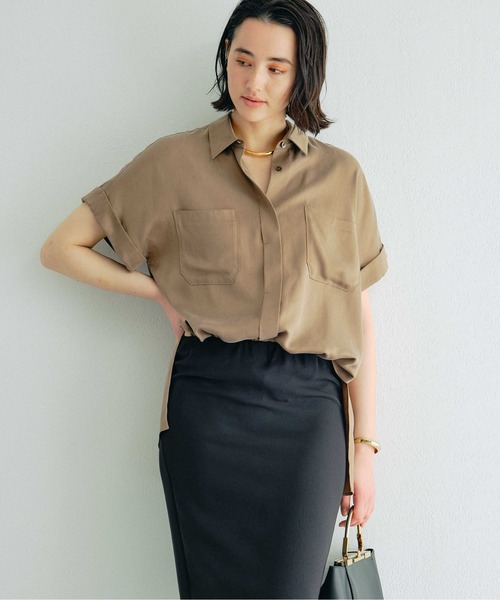 GALLARDAGALANTE(ガリャルダガランテ)の「キュプラシャツ(シャツ/ブラウス・レディース・モカ/カーキ/ネイビー・FREE)」の2枚目の写真