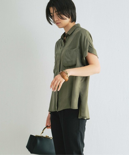 GALLARDAGALANTE(ガリャルダガランテ)の「キュプラシャツ(シャツ/ブラウス・レディース・モカ/カーキ/ネイビー・FREE)」の14枚目の写真