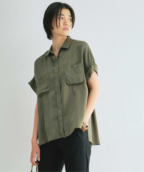 GALLARDAGALANTE(ガリャルダガランテ)の「キュプラシャツ(シャツ/ブラウス・レディース・モカ/カーキ/ネイビー・FREE)」の13枚目の写真