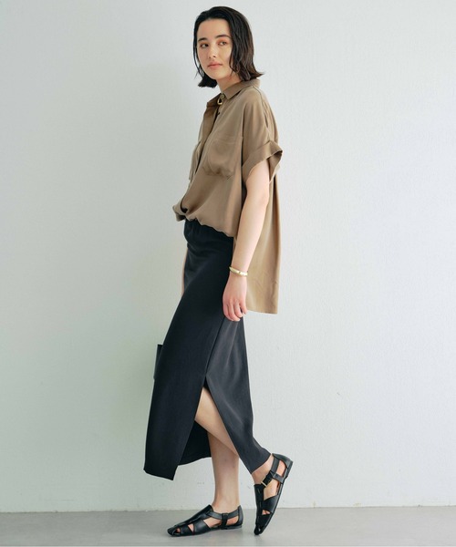 GALLARDAGALANTE(ガリャルダガランテ)の「キュプラシャツ(シャツ/ブラウス・レディース・モカ/カーキ/ネイビー・FREE)」の5枚目の写真