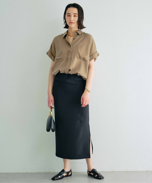 GALLARDAGALANTE(ガリャルダガランテ)の「キュプラシャツ(シャツ/ブラウス・レディース・モカ/カーキ/ネイビー・FREE)」の4枚目の写真